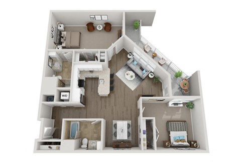 Floor plan for 2 beds, 2 baths, 1403 sqft